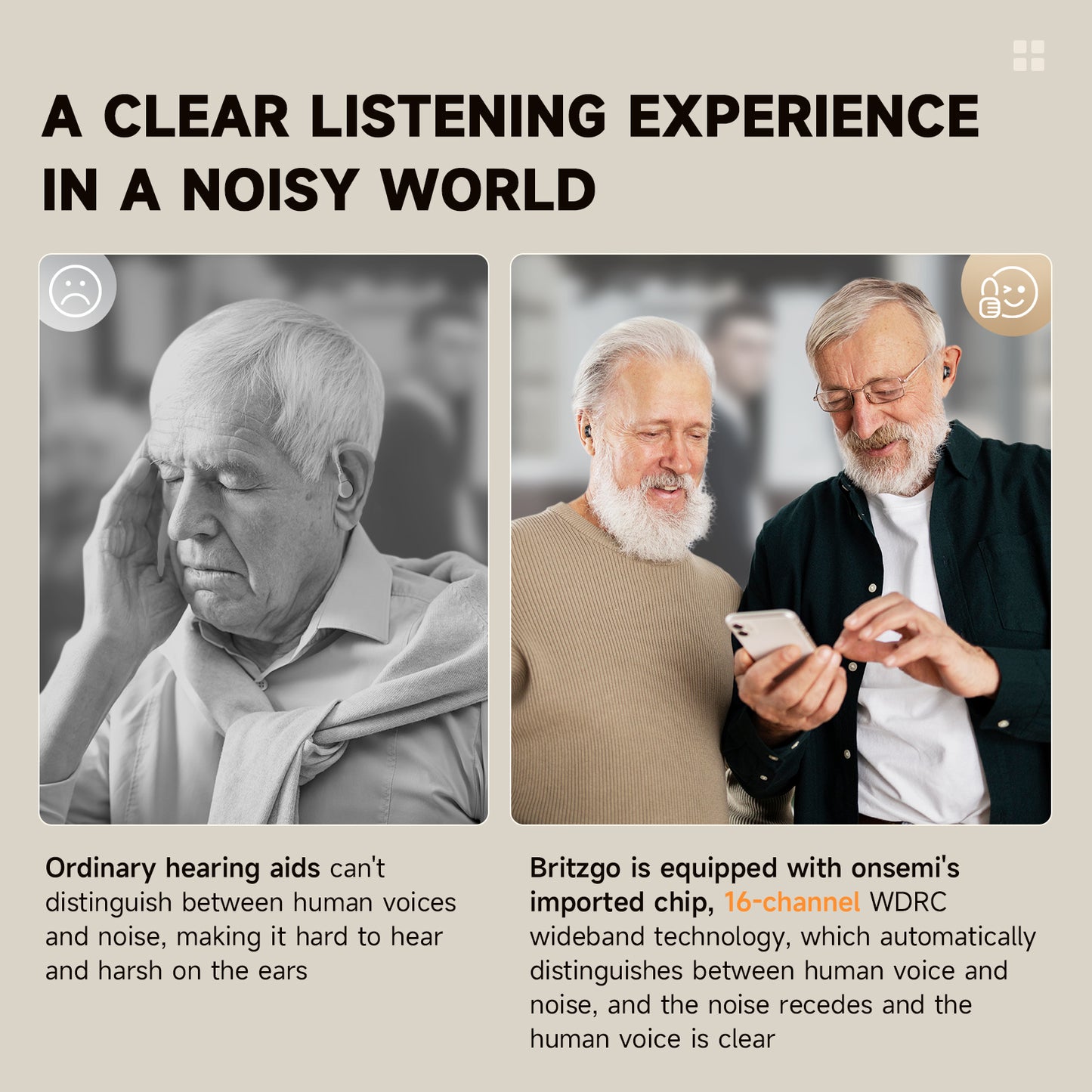 BRITZGO VHP1621 ，Smart Noise Cancellation, and Strong Battery Life，16-Channel Pure Sound