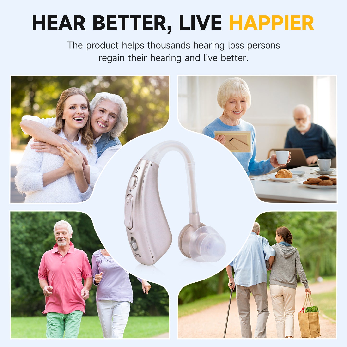 BRITZGO Hearing Aids with Noise Cancelling,Rechargeable Sound Amplilfier,Upgraded Digital Chip