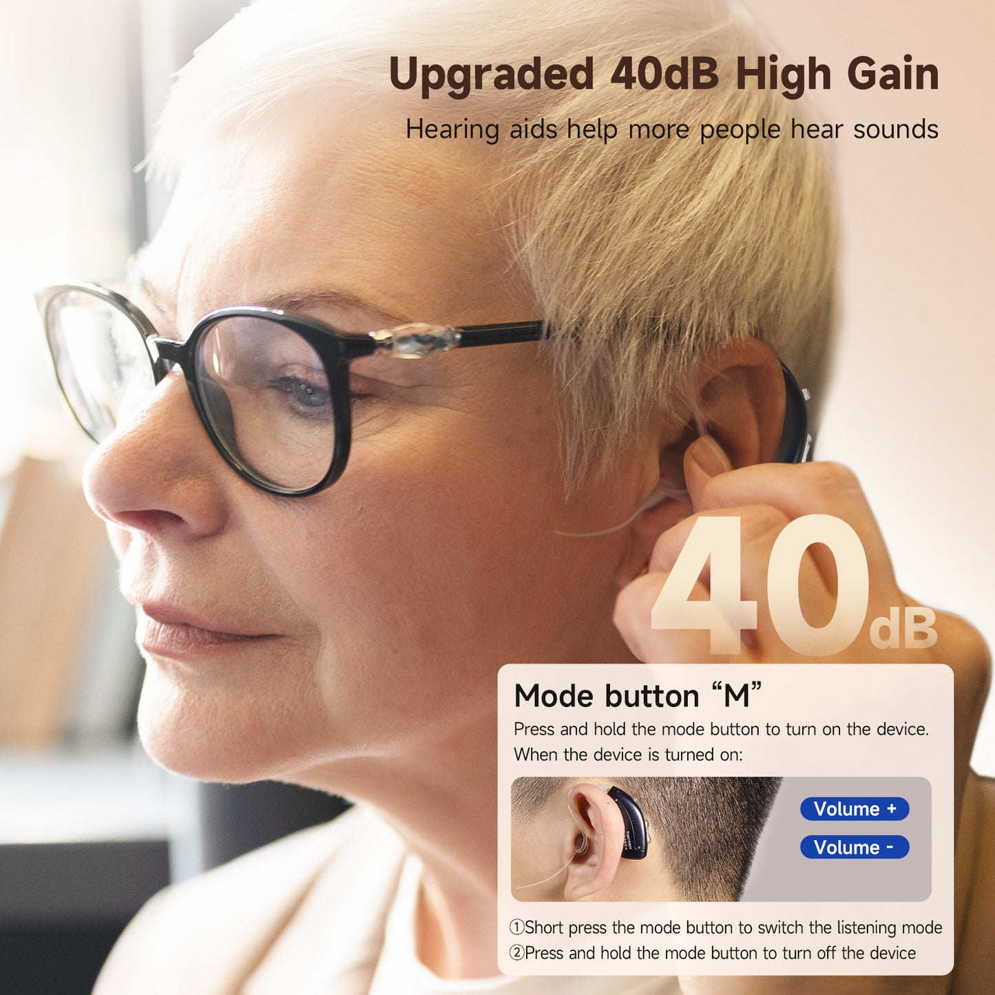 BRITZGO Hearing Aids for Seniors with Hearing Loss, Rechargeable Lightweight RIC Hearing Amplifiers with Noise Cancelling & Clear Sound, 16-Channel Digital DSP, 7 Level Volume, Easy to Use.